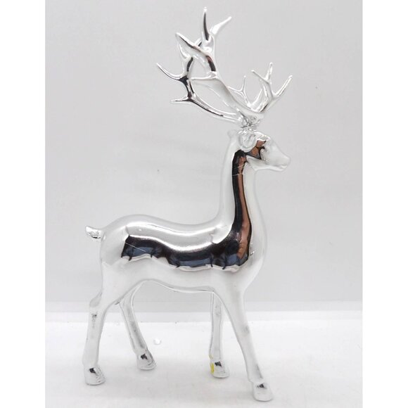 Christmas Chrome Acrylic Reindeer Set of Two Standing 6" Tall New - Picture 5 of 5